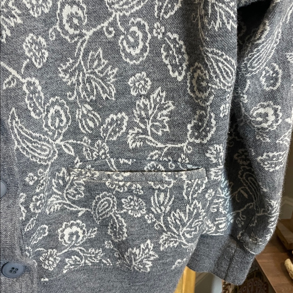 Vintage Cathy Daniels Charcoal Paisley Cardigan - Picture 3 of 4
